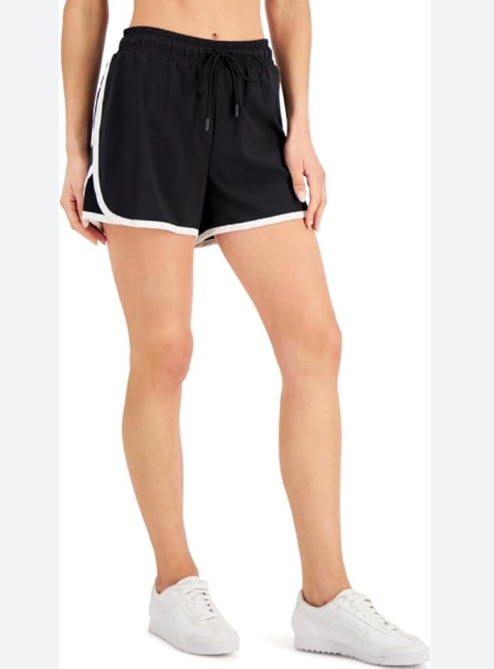 Ideology Women’s Running Shorts Plus Size 1X Athletic Workout Black White NWT